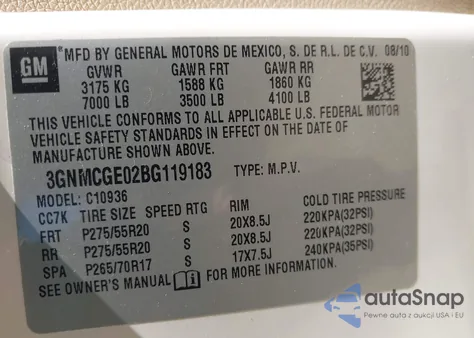 2011 Chevrolet Avalanche 1500 Ltz z USA, uszkodzony, nr VIN 3GNMCGE02BG119183
